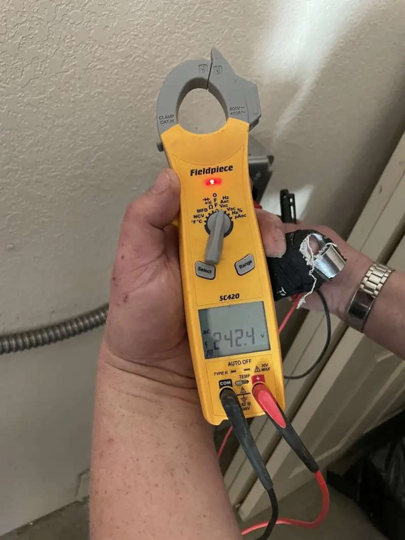 Voltage testing with clamp meter during Circuit Breaker Repair in Williamstown